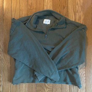 American Eagle | Cropped Green Quarter Zip